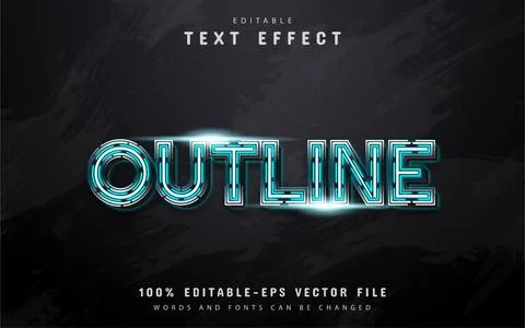 Outline text, neon style text effect Stock Illustration