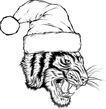 Outline of Tiger head vector illustration design 库存插图