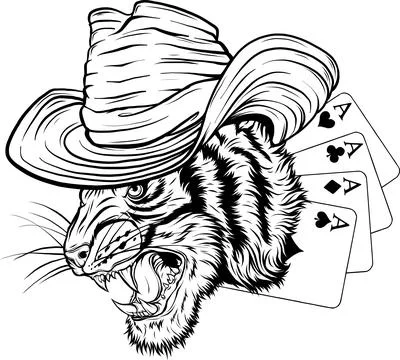Outline of Tiger head vector illustration design Stock Illustration
