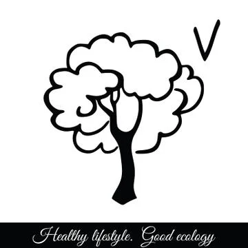 Outline tree vector icon. A symbol of good ecology Stock Illustration