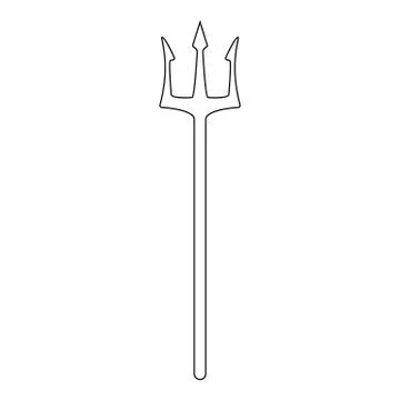 Outline trident isolated on white background. Devil, neptune trident. Vector. Stock Illustration