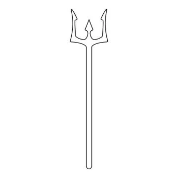 Outline trident isolated on white background. Devil, neptune trident. Vector. Illustrazione stock