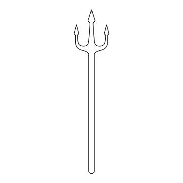 Outline trident isolated on white background. Devil, neptune trident. Vector. Illustrazione stock
