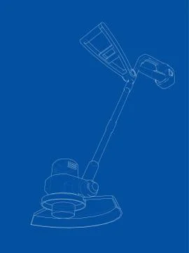Outline trimmer grass cutter. Vector Illustration