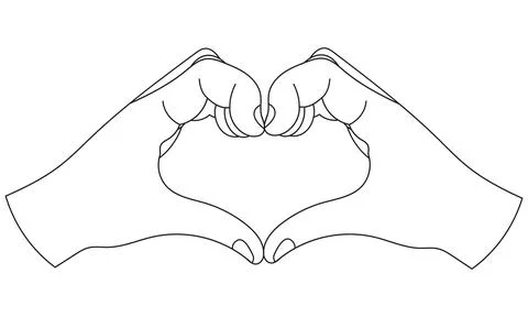 Outline of two Hands in the shape of a heart isolated on white 스톡 일러스트