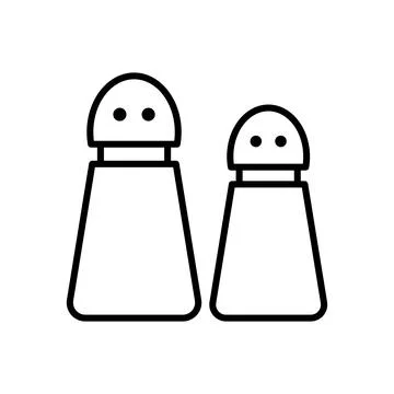 Outline of Two Simple Salt and Pepper Shakers on a Clean Background Stock Illustration