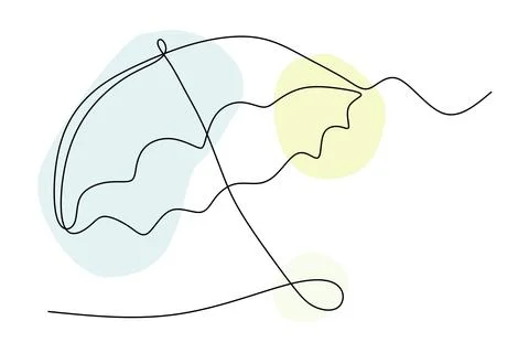 Outline Umbrella with color blothes. Vector Continuous line Elegant and Cute Rai Stock Illustration