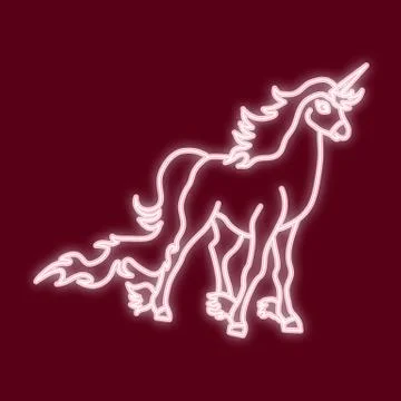 The outline of the unicorn. Vector image with the effect of neon glow. Elemen Stock Illustration