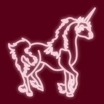 The outline of the unicorn. Vector image with the effect of neon glow. Elemen Stock Illustration