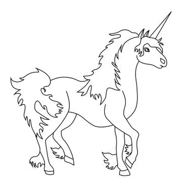 The outline of the unicorn. Vector image, thin lines. Element of design, inte Stock Illustration