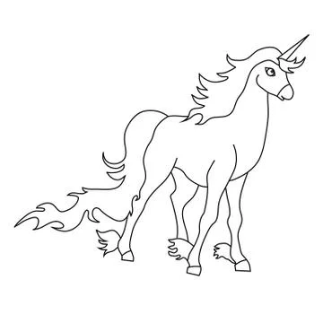 The outline of the unicorn. Vector image, thin lines. Element of design, inte Stock Illustration