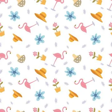 Outline of a unique flamingo with other objects Stock Illustration
