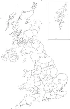 Outline United Kingdom map Stock Illustration