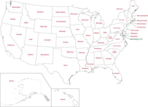 Outline usa map Stock Illustration