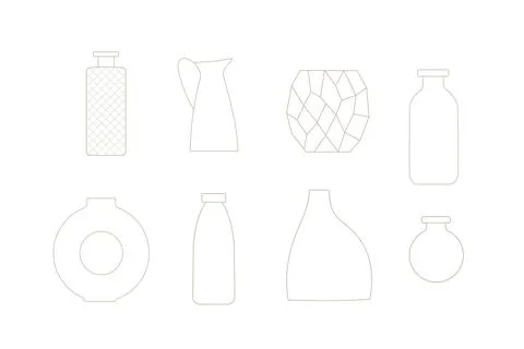 Outline vases vector illustrations set. Perfect icons for cards, decorations Stock Illustration