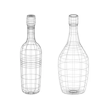 Outline vector alcohol bottles on the white Stock Illustration