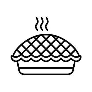 Outline vector apple pie icon isolated on white background. Stock Illustration
