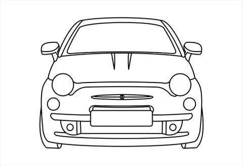 Outline vector car isolated on white background, front view. Stock Illustration