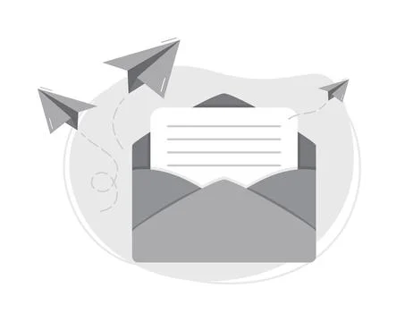 Outline vector of email icons on a white background. Line letter symbol for d Stock Illustration