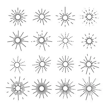 Outline vector fireworks icon isolated on white background. Stock Illustration