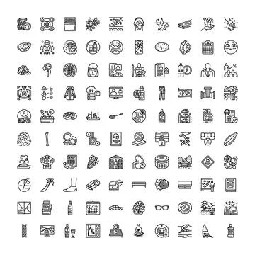 Outline vector icon collection for various concepts Illustrazione stock