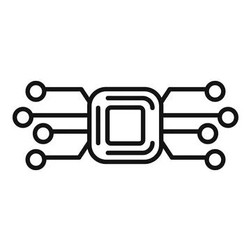 Outline vector icon of a microchip Stock Illustration