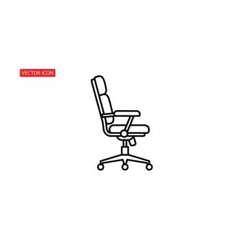 Outline vector icon of modern ergonomic office swivel chair furniture Stock Illustration