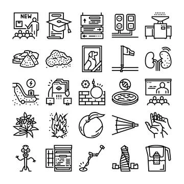 Outline vector icon set with various concepts Stock Illustration