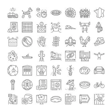 Outline vector icons collection presenting diverse concepts and themes Stock Illustration