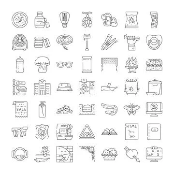 Outline vector icons collection representing various concepts Illustrazione stock
