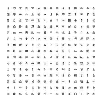 Outline vector icons collection representing various essential web elements Illustrazione stock