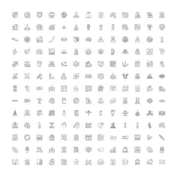 Outline vector icons collection representing business concepts Stock Illustration