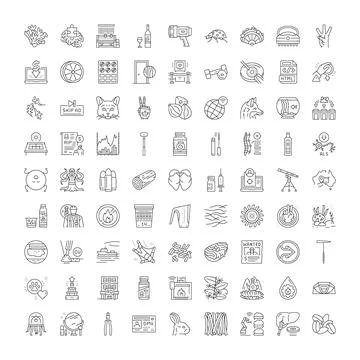 Outline vector icons collection representing various concepts Illustrazione stock