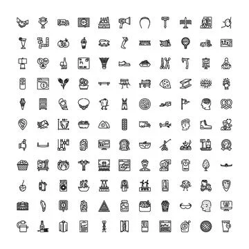 Outline vector icons set collecting various concepts Illustrazione stock