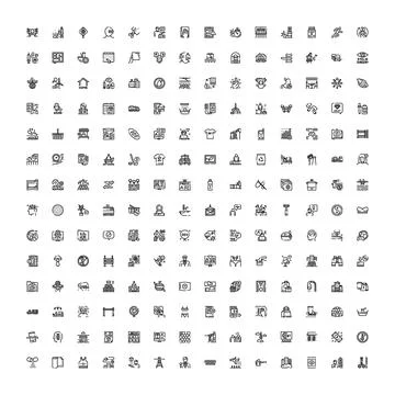Outline vector icons set presenting various concepts Stock Illustration