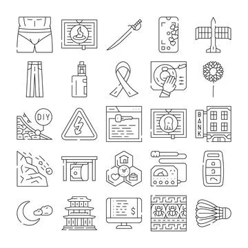 Outline vector icons set presenting various concepts Stock Illustration