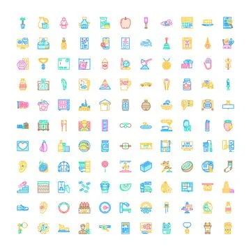 Outline vector icons set representing various concepts 스톡 일러스트