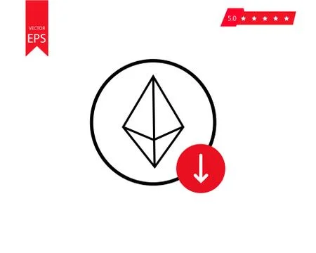 Outline vector illustration of goes down ethereum isolated vector icon,ethere Stock Illustration
