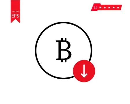 Outline vector illustration of goes down bitcoin isolated vector icon,Bitcoin Stock Illustration