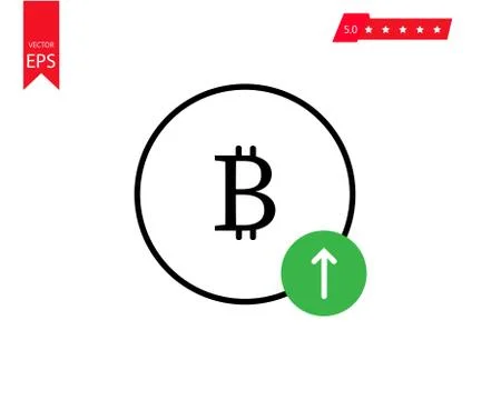Outline vector illustration of growing up bitcoin isolated vector icon,Bitcoi Stock Illustration