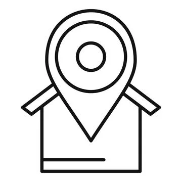 Outline vector illustration of a map pin with home shape Stock Illustration