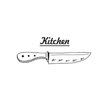 Outline vector knife logo. Hand drawn illustration Stock Illustration
