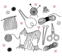 Tailor Scissors Knitting Tool Hobby Time Handmade Things Stock Illustration  - Download Image Now - iStock