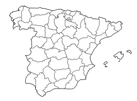 Outline vector map of Spain. Administrative and political regions and provi.. イラスト素材