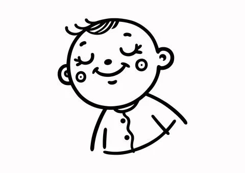 Outline vector portrait of a sleeping child Stock Illustration