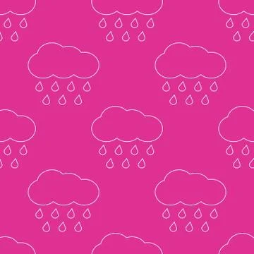 Outline vector rainy clouds seamless pattern Stockillustratie