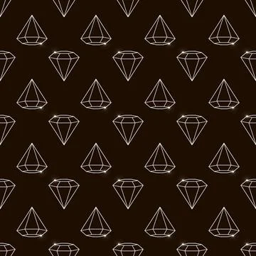 Outline Vector seamless retro pattern, with diamonds. Stock Illustration