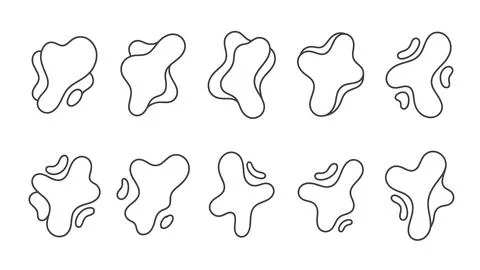 Outline vector set of fluid blob shapes. modern graphic design elements wit.. Illustrazione stock