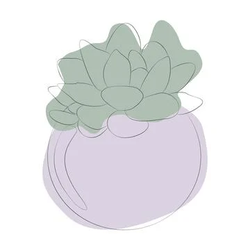 Outline Vector Succulent in Flower pot. Isolated Line art Illustration of P.. Stock Illustration