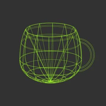 Outline vector tea cup on the black background Stock Illustration